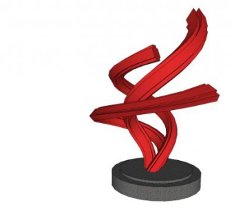 现代抽象红色雕塑SU模型下载_sketchup草图大师SKP模型