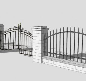 别墅小区栏杆墙壁护栏SU模型下载_sketchup草图大师SKP模型