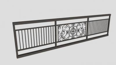 欧式扶手铁艺栏杆SU模型下载_sketchup草图大师SKP模型