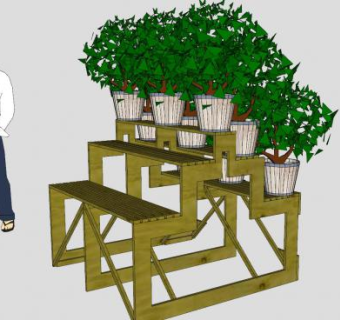 盆栽花架植物SU模型下载_sketchup草图大师SKP模型