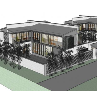 中式别墅装修建筑设计SU模型