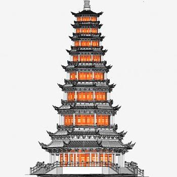 塔古建纪念SU模型下载_sketchup草图大师SKP模型