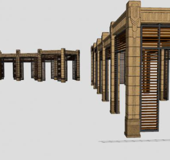 欧式廊架景观建筑SU模型下载_sketchup草图大师SKP模型