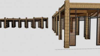 欧式廊架景观建筑SU模型下载_sketchup草图大师SKP模型