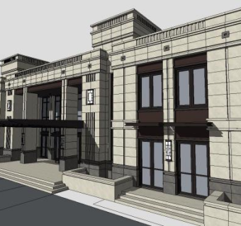 徐泾会所老余建筑SU模型下载_sketchup草图大师SKP模型