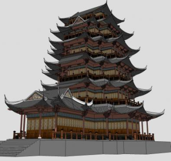 飞檐古建筑SU模型