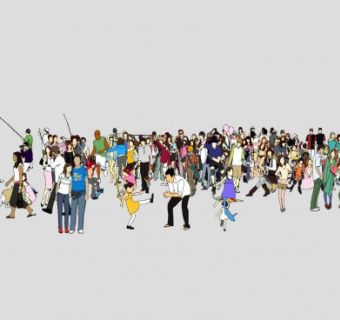 2D人物集合下载SU模型下载_sketchup草图大师SKP模型