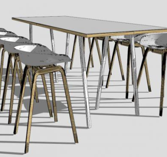 高脚桌椅SU模型下载_sketchup草图大师SKP模型