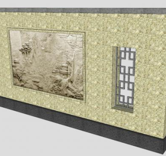 中式景墙雕花SU模型下载_sketchup草图大师SKP模型