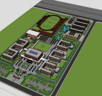 学校建筑规划SU模型