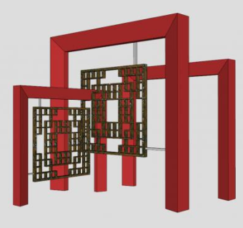 红色雕塑景观小品SU模型下载_sketchup草图大师SKP模型