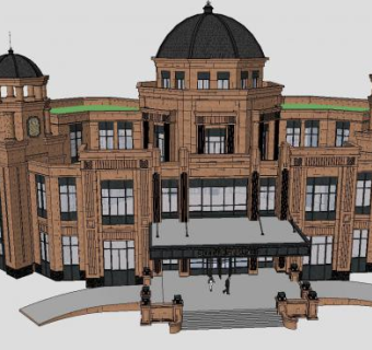 会所兼售楼处欧式SU模型下载_sketchup草图大师SKP模型