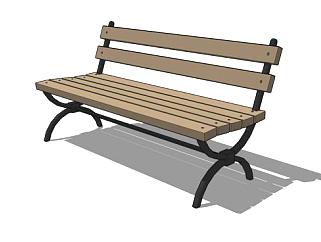 座椅木质休闲公园桌椅SU模型下载_sketchup草图大师SKP模型