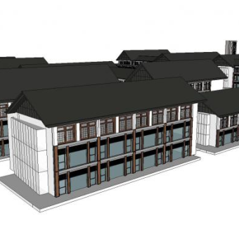 中式商业模型仿古建筑SU模型下载_sketchup草图大师SKP模型