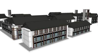 中式商业模型仿古建筑SU模型下载_sketchup草图大师SKP模型