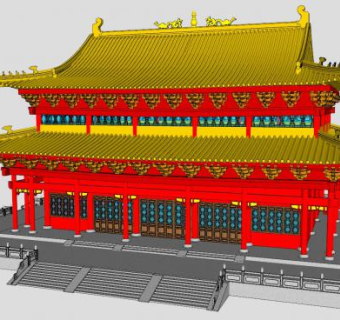 大殿古建宫廷建筑SU模型下载_sketchup草图大师SKP模型