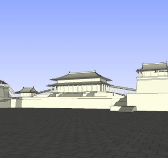 唐大明宫含元殿古建宫廷建筑SU模型下载_sketchup草图大师SKP模型