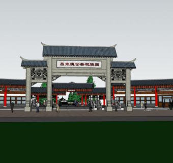 祠堂整体模型古建SU模型下载_sketchup草图大师SKP模型