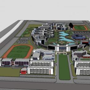 学校建筑设计现代风格SU模型下载_sketchup草图大师SKP模型