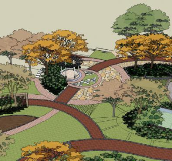 公园园林景观庭院SU模型