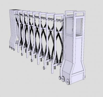 大门入口围墙伸缩门SU模型下载_sketchup草图大师SKP模型