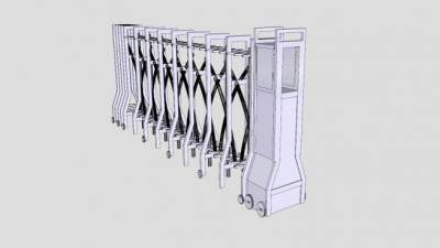 大门入口围墙伸缩门SU模型下载_sketchup草图大师SKP模型