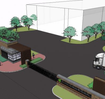 小区入口门卫大门SU模型