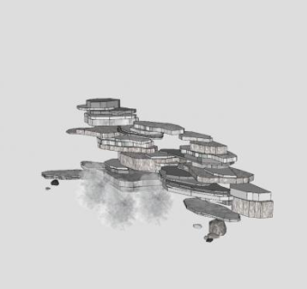 假山石假山石风景石头组合SU模型