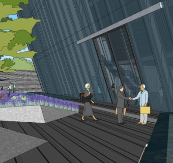 长沙绿地之窗售楼处湖南省院SU模型下载_sketchup草图大师SKP模型