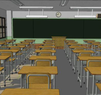 教室黑板桌椅SU模型下载_sketchup草图大师SKP模型