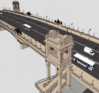 欧式风大桥桥梁SU模型下载_sketchup草图大师SKP模型