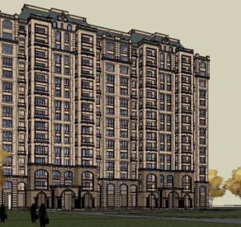 居住区小区法式高层SU模型