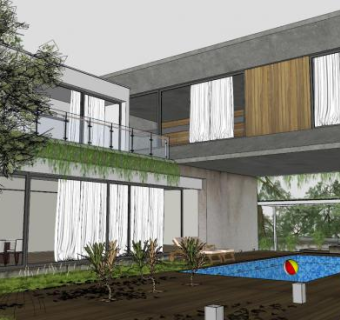 精细的别墅游泳池设计SU模型