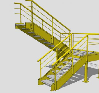 工业铁艺旋转楼梯SU模型下载_sketchup草图大师SKP模型