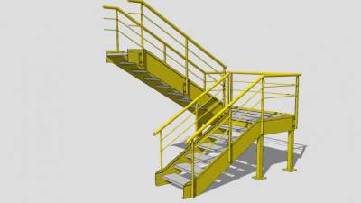 工业铁艺旋转楼梯SU模型下载_sketchup草图大师SKP模型