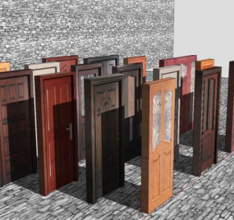 福利室内卧室木质门SU模型下载_sketchup草图大师SKP模型