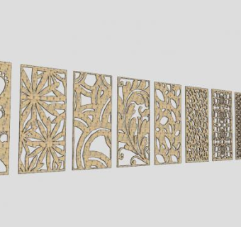 室内隔断缕空雕花SU模型下载_sketchup草图大师SKP模型