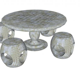 石景景石桌椅SU模型下载_sketchup草图大师SKP模型