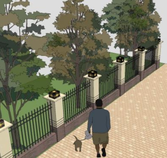 围墙铁艺SU模型下载_sketchup草图大师SKP模型