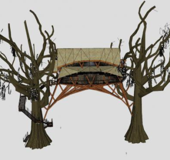 树屋树上房子SU模型下载_sketchup草图大师SKP模型