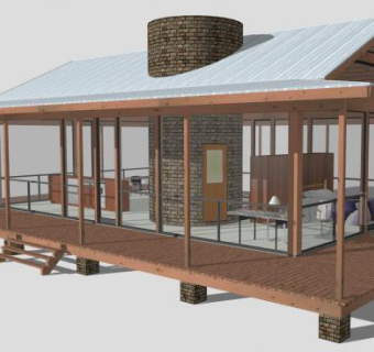 东南亚风木制阳光房别墅SU模型下载_sketchup草图大师SKP模型