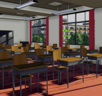 学校教室室内SU模型