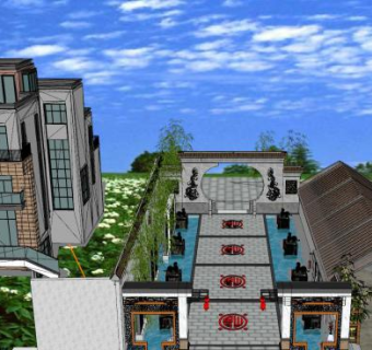 中式庭院境景观设计精模SU模型