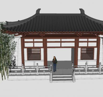 古建唐风小山门SU模型下载_sketchup草图大师SKP模型