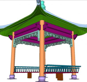 中式古建亭四角亭SU模型下载_sketchup草图大师SKP模型