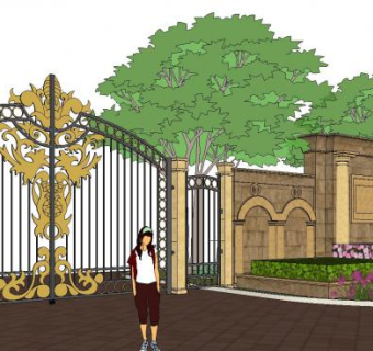 大门岗亭景观庭院SU模型