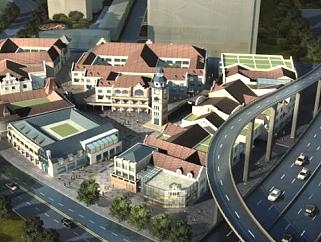 城市商业街建筑设计SU模型