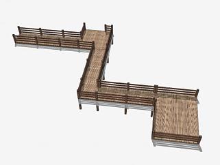 景观<em>桥</em>木质桥梁SU模型