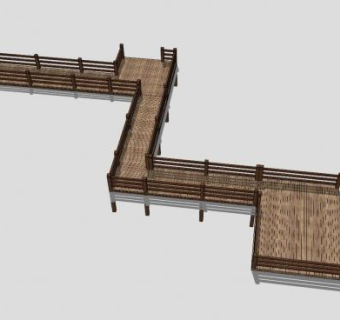 景观桥木质桥梁SU模型下载_sketchup草图大师SKP模型