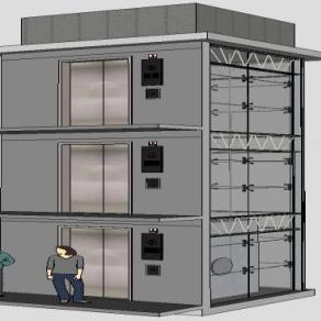 小区内电梯楼层3层电梯SU模型下载_sketchup草图大师SKP模型